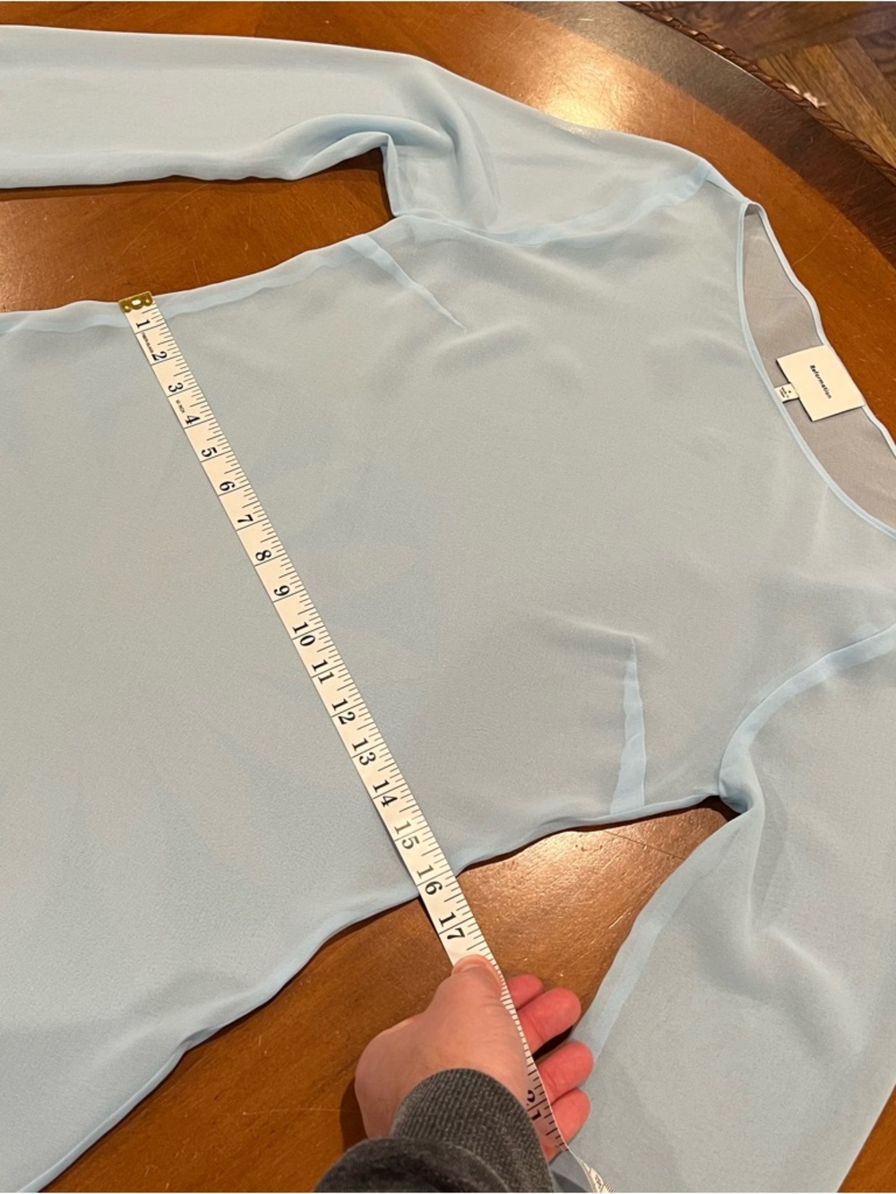 Reformation Avalina Sheer‎ Long-Sleeve Mini Dress Light Blue 4 MISSING SLIP - Picture 14 of 16